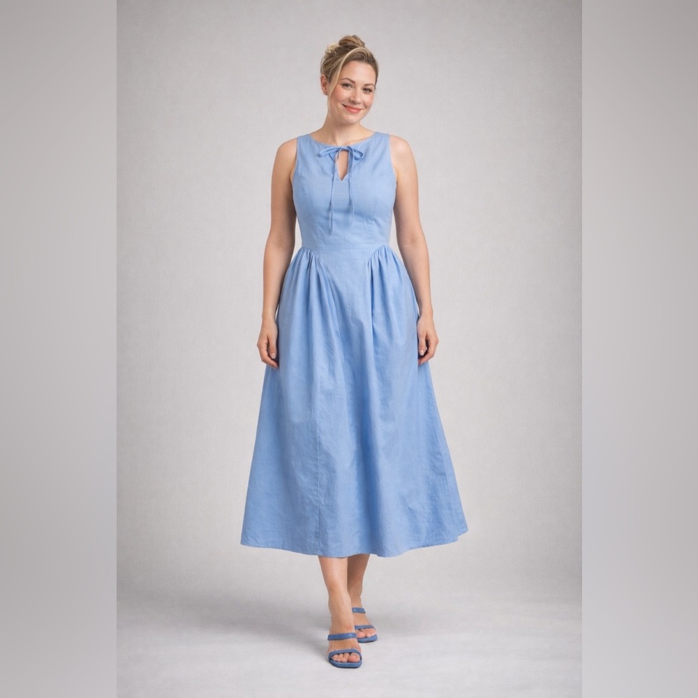 Keyhole tie cotton Sleeveless Dress